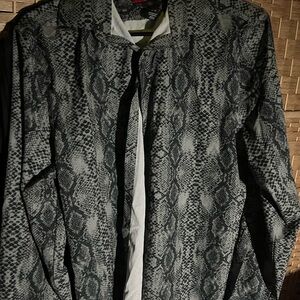 JF J.Ferrar Gray and Black Dress Shirt